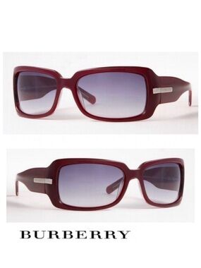 BURBERRY B 4015 3017 Gray Gradient Lenses Dark Burgundy Frame Sunglasses NWB